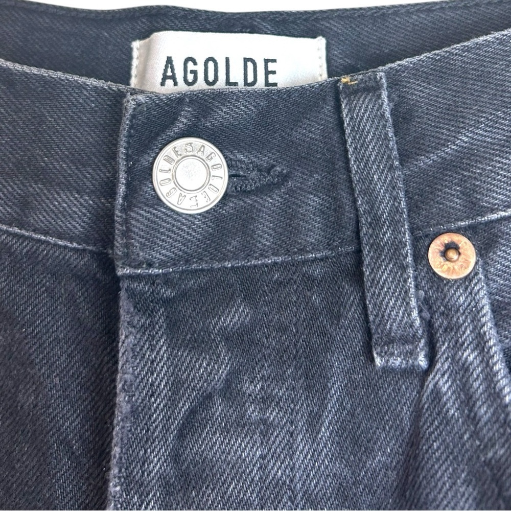 Agolde - Women’s ‘Dee’ High-Rise, Distressed, Frayed Shorts - Black, Size 25 - Picture 10 of 13
